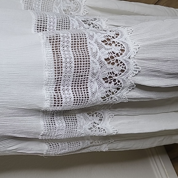 Maxi Dress Size Small White Strapless Ruffle Lace Travel Casual Cruise Summer - Picture 7 of 9
